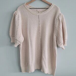 Knox Rose Sweater Womens Plus Size Beige Short Sleeve Sweater